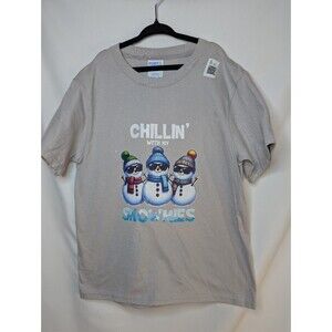 Chillin With My Snowmies Christmas T-shirt Gray Funny Size SMALL Kids
